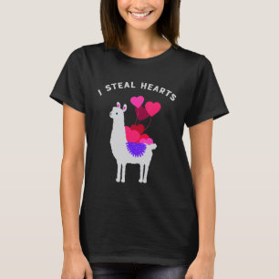 I Steal Hearts Llama Valentines Day T-Shirt