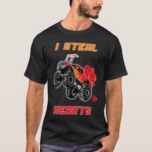 I Steal Hearts Monster Truck  Valentines Day T-Shirt