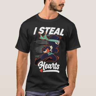 I Steal Hearts Ninja Boys Valentines Day Kids and  T-Shirt
