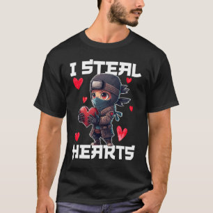 I Steal Hearts Ninja Boys Valentines Day Toddler   T-Shirt