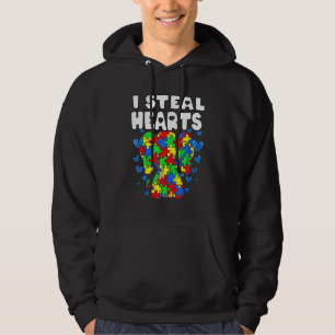 I Steal Hearts Puzzle Autism Awareness Cute Elepha Hoodie