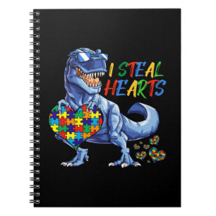 I Steal Hearts Puzzle Autism Awareness Dinosaurs Notebook