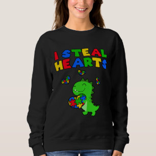 I Steal Hearts Puzzle Autism Awareness Month Rex D Sweatshirt