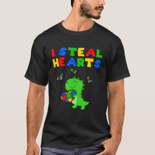 I Steal Hearts Puzzle Autism Awareness Month Rex D T-Shirt