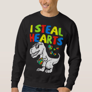 I Steal Hearts Puzzle Autism Awareness Rex Dinosau Sweatshirt