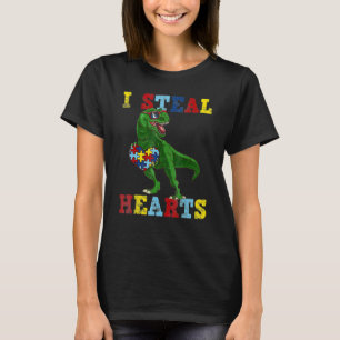 I Steal Hearts Puzzle Autism Awareness Rex Dinosau T-Shirt