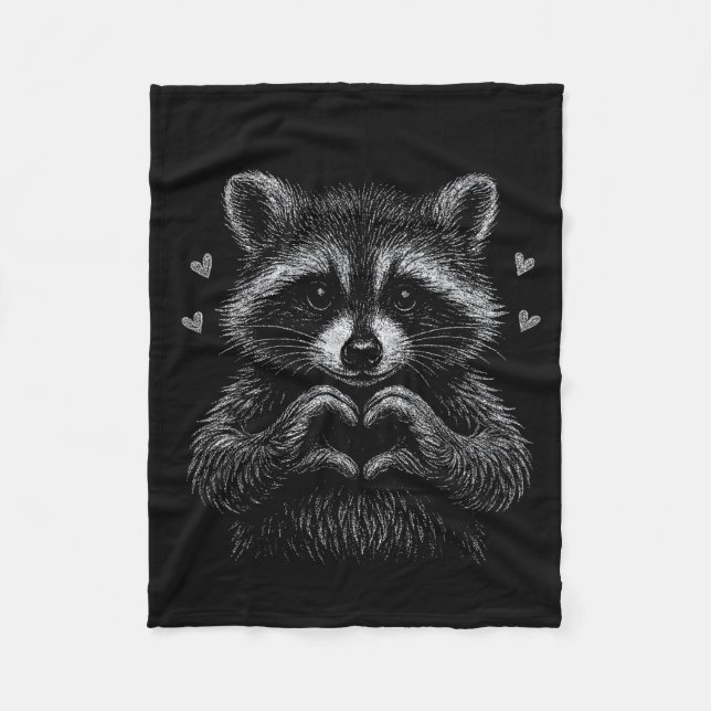 I Steal Hearts Raccoon Valentines Racoon Meme Grap Fleece Blanket (Front)