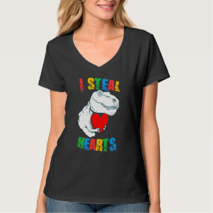 I Steal Hearts Rex Autism Awareness Valentines Day T-Shirt