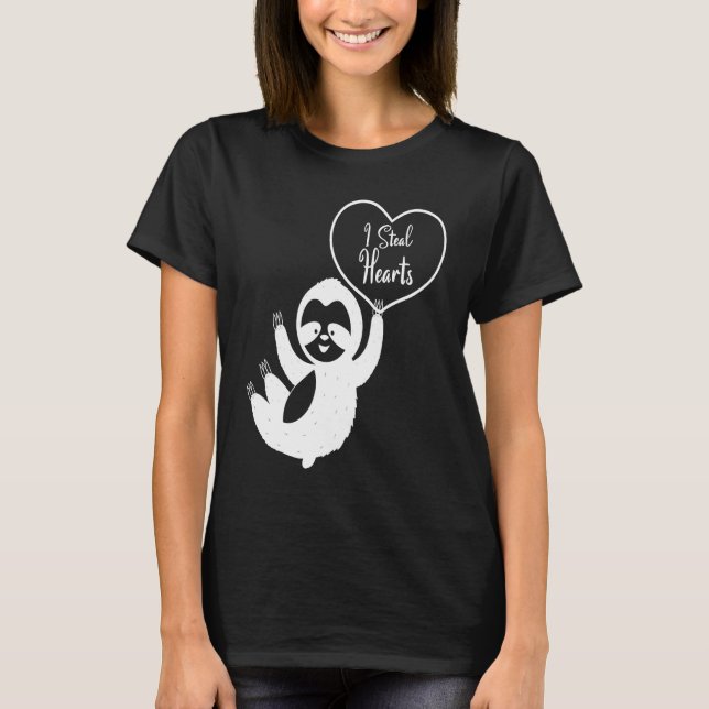I Steal Hearts Sloth  Valentines Day  1 T-Shirt (Front)