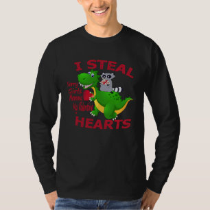I Steal Hearts Sorry Girls Mommy My Valentine Dino T-Shirt