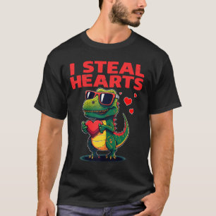 I Steal Hearts T-rex Cute Valentines Day Valentine T-Shirt