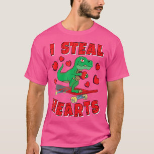 I Steal Hearts T Rex Dinosaur Boys Valentines Day T-Shirt