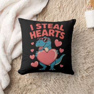 I Steal Hearts T Rex Dinosaur Valentine's Day Cushion