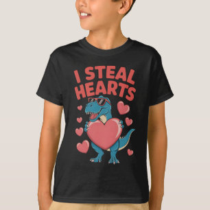 I Steal Hearts T Rex Dinosaur Valentine's Day T-Shirt