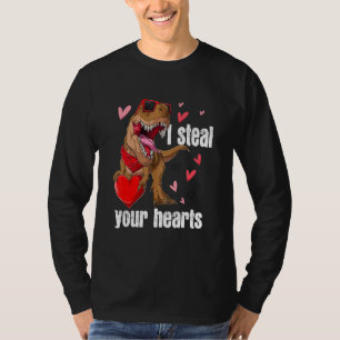 I Steal Hearts T rex Love Dinosaur Valentines Day  T-Shirt
