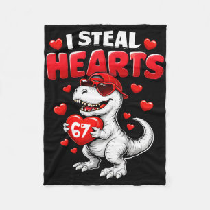 I Steal Hearts T Rex Valentine’s Day 67 Meme 6 7 B Fleece Blanket