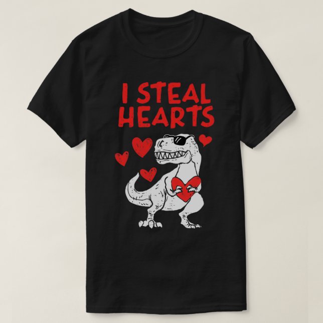 I Steal Hearts Tre Dino Valentines Day Toddler Kid T-Shirt (Design Front)