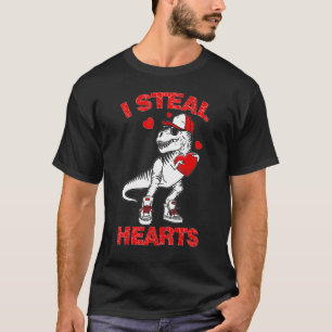 I Steal Hearts Trex Dino Baby Boy Valentines Day T T-Shirt