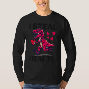 I Steal Hearts Trex Dino Baby Boy Valentines Day T T-Shirt