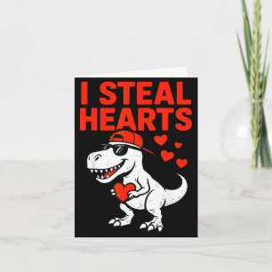I Steal Hearts Trex Dino Baby Boy Valentines Toddl Card