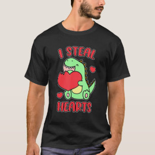 I Steal Hearts Trex Dinosaur Cute Girls Boy Valent T-Shirt