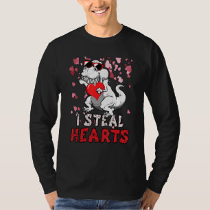 I Steal Hearts Trex Dinosaur Valentines Day Boys K T-Shirt