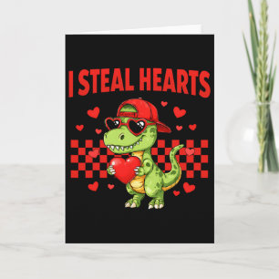 I Steal Hearts Valentine Dinosaur Cute Love Meme B Card