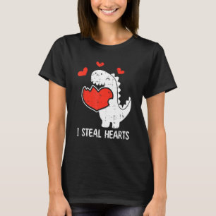 I Steal Hearts Valentines Day Cool T-Rex Dinosaur T-Shirt