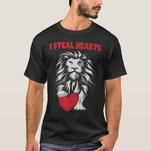 I Steal Hearts Valentines Day Cute Lion Heart Boys T-Shirt