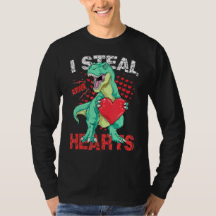 I Steal Hearts Valentines Day Dinosaur Boys Men Lo T-Shirt