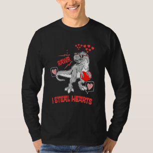 I Steal Hearts Valentines Day Dinosaur Boys Men Lo T-Shirt