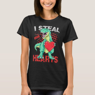 I Steal Hearts Valentines Day Dinosaur Boys Men Lo T-Shirt