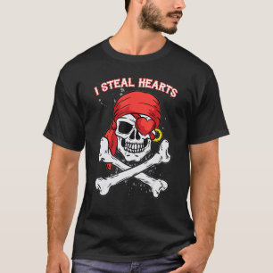 I Steal Hearts Valentines Day Jolly Roger Pirate S T-Shirt