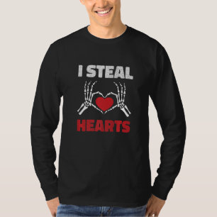 I Steal Hearts Valentines Day  Skeleton Hand Love T-Shirt