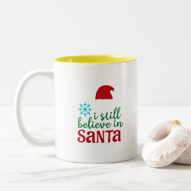 I Still Believe In Santa Two-Tone Coffee Mug (With Donut)