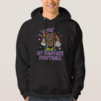 I Suck At Fantasy Football Loser Funny Pink Unicor Hoodie