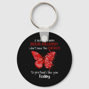 I Suffer From Brain Aneurysm Awareness Butterfly B Key Ring