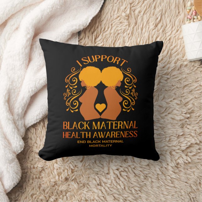 I Support BLACK MATERNAL HEALTH AWARENESS Mum Cushion (Blanket)