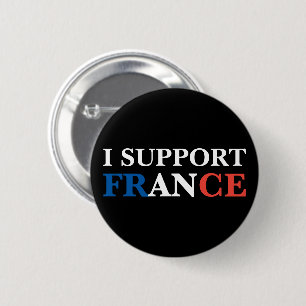 I Support France Blue White Red Tricolor Custom 6 Cm Round Badge