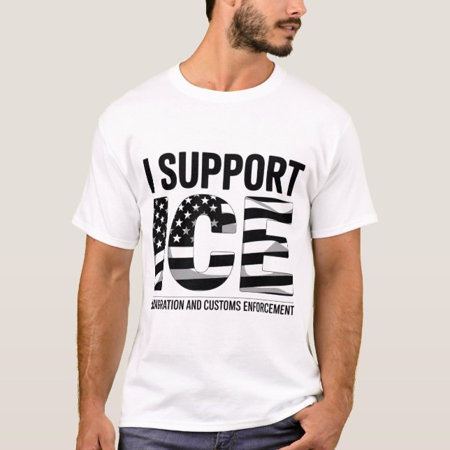 I Support Ice American Flag T-Shirt (Front)