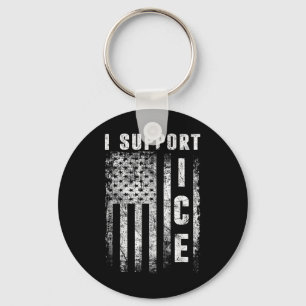 I Support Ice, Immigration Officers American Flag Key Ring
