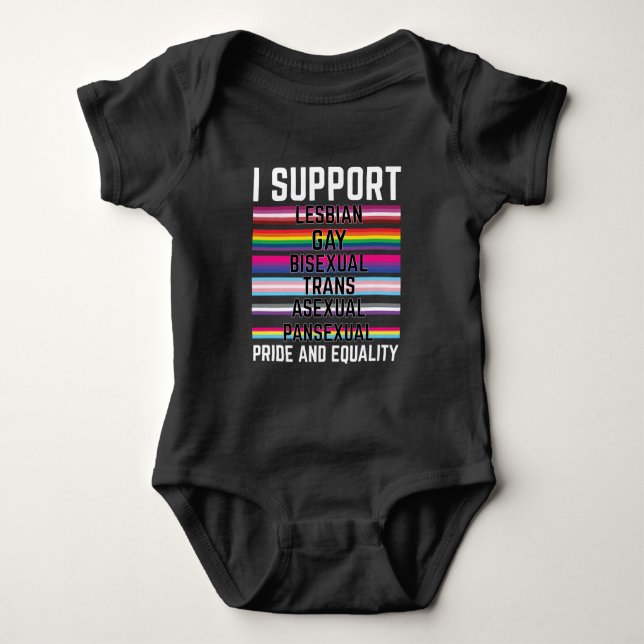 I Support Lesbian Gay Bisexual Trans Asexual Panse Baby Bodysuit (Front)