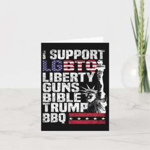 I Support Lgbtq Liberty Guns Bible Trump Bbq  Card