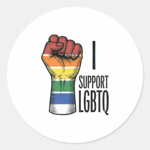 I Support LGBTQ Vintage Pride Fist Shirt Design_1 Classic Round Sticker