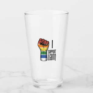 I Support LGBTQ Vintage Pride Fist Shirt Design_1 Glass