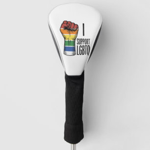 I Support LGBTQ Vintage Pride Fist Shirt Design_1 Golf Head Cover