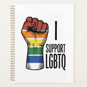 I Support LGBTQ Vintage Pride Fist Shirt Design_1 Planner