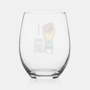 I Support LGBTQ Vintage Pride Fist Shirt Design_1 Stemless Wine Glass