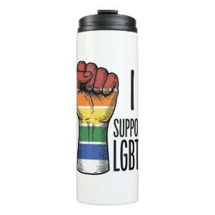 I Support LGBTQ Vintage Pride Fist Shirt Design_1 Thermal Tumbler