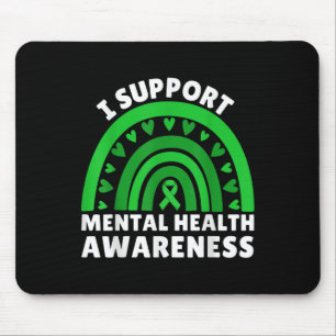 I Support Mental Health Awareness Green Ribbon Rai Mouse Pad